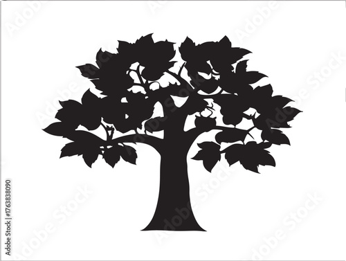 Minimal ash tree branchy design elegant 2D vector line art