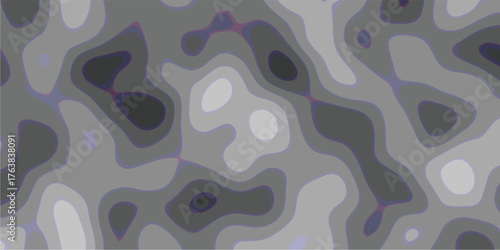 Abstract organic fluid shapes in shades of gray with subtle purple and blue outlines, creating a topographic map-like or cellular pattern with smooth transitions and a modern aesthetic