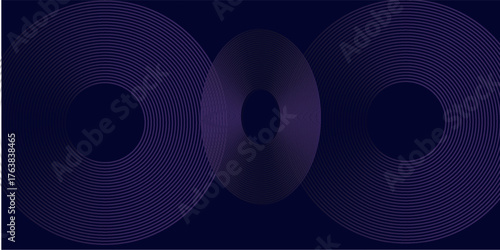 Dark abstract futuristic background with glowing neon circle lines. Trendy shiny round vector. Neon glowing techno lines. Suit for cover, poster, banner, brochure, website, presentation.