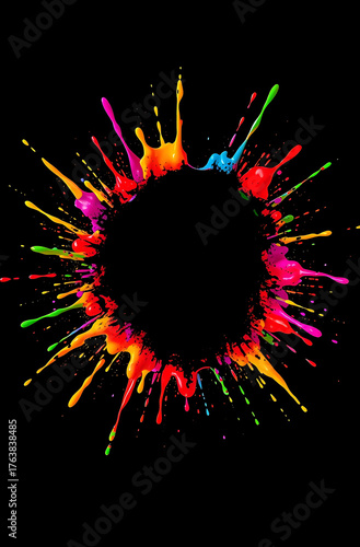 Abstract Color Explosion with Bright Neon Paint Splashes