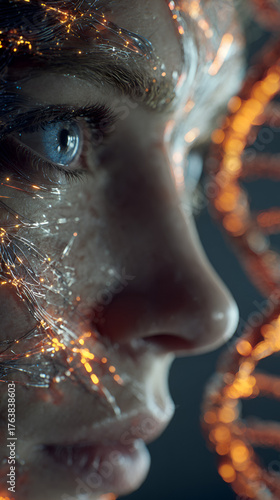 Wallpaper Mural DNA Future Human, Biotech Portrait, Genetic Code Fusion Torontodigital.ca