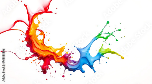 Colorful Paint Explosion Splashing on White Surface