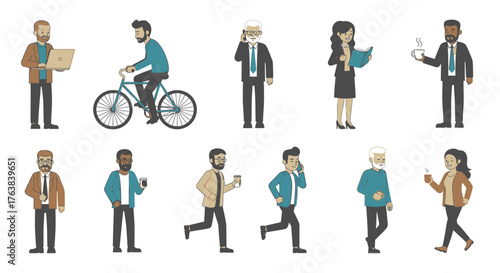 Diverse group of people engaged in various activities, showcasing a range of modern lifestyles and professions