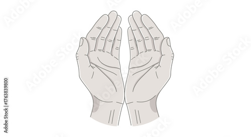 Open Handed Hope Vector Illustration of Receiving Hands for Charity and Blessing
