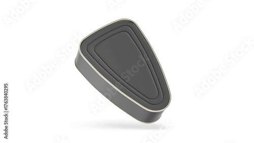 Spinning black tin can with ham, fish, or other food on white background