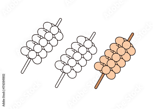 Delicious Skewers: Artistic illustration of three skewers, offering a visual journey of delectable skewers and the artistry behind culinary creations. 