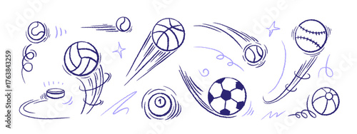 Football ball motion, bounced tennis, basketball