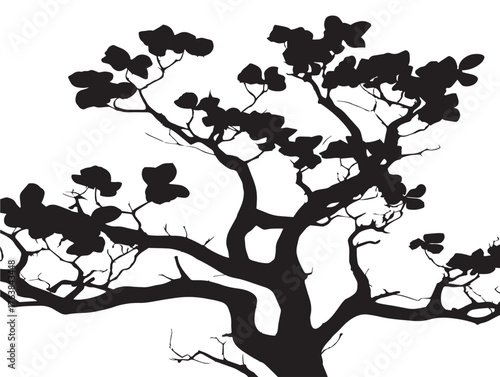 Decorative dogwood branches design elegant 2D vector line artwork