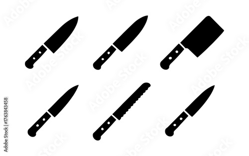 Set of kitchen knives silhouette collection for culinary design