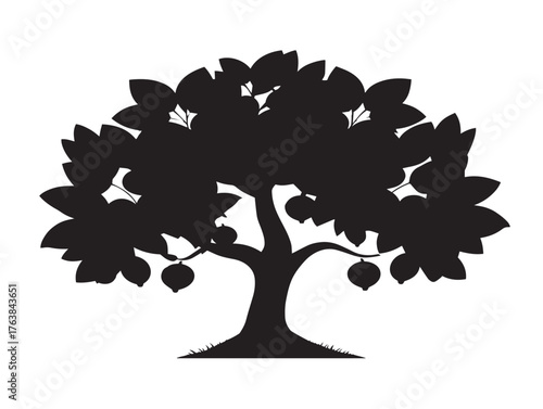 Minimal elm tree graphic design in clean 2D vector line art illustration  