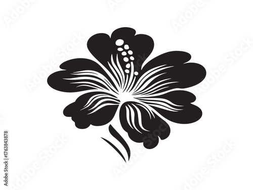 Flame tree flower symbol silhouette in artistic 2D vector line art design  