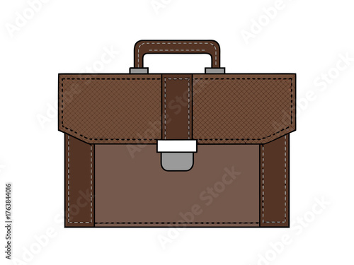 A brown leather briefcase is a classic business accessory, often seen as a portfolio or suitcase with a handle and lock, isolated on a white background