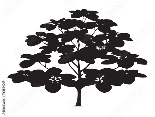 Organic guava tree symbol illustration in detailed 2D vector line art format  