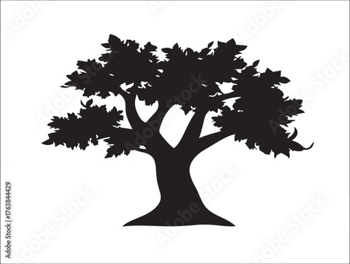 Infinity tree symbol silhouette in endless 2D vector line art design  