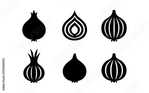 Set of onion silhouettes and patterns in modern design