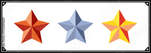 Stars rating. 5 Stars quality rating icon. Star vector icons. Gold, Silver, Bronze stars icon.