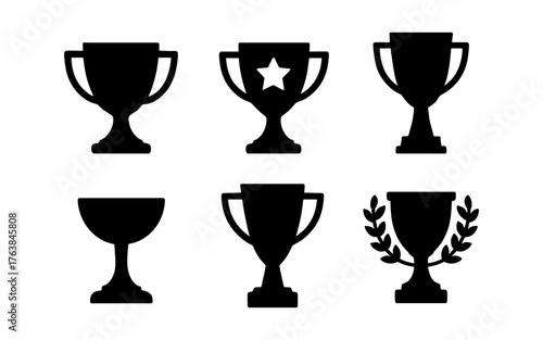Silhouette trophy icons collection for achievement and victory concepts © 123levit