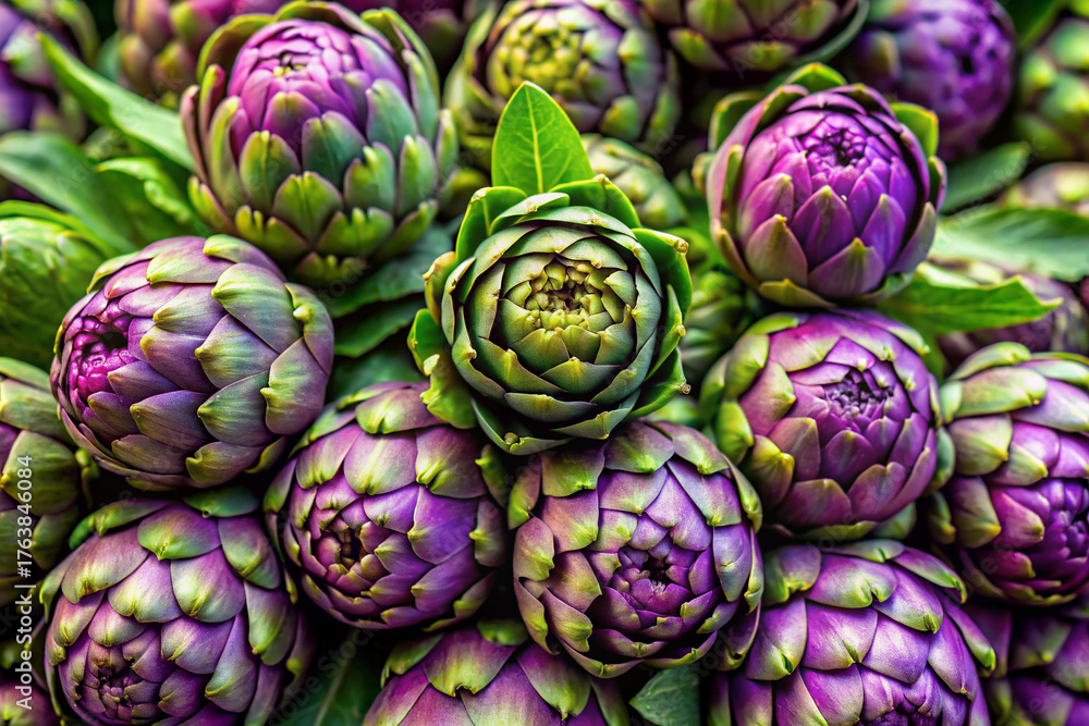 Fototapeta premium Top view artichoke flower buds