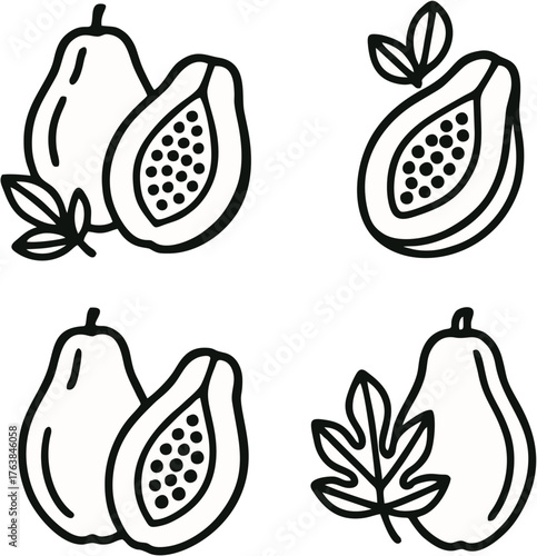 Fruits and vegetables icon set with apple banana cherry and more in vector illustration style