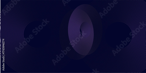 Dark abstract futuristic background with glowing neon circle lines. Trendy shiny round vector. Neon glowing techno lines. Suit for cover, poster, banner, brochure, website, presentation.