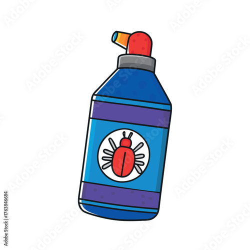 Pest Control Spray: An illustration of a pesticide spray bottle with a bug icon on a white background, symbolizing pest control solutions.