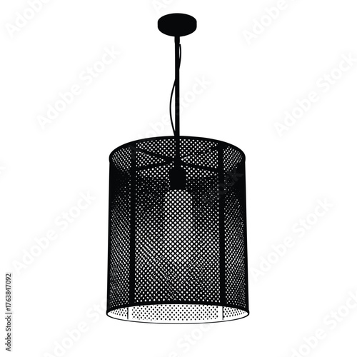 Modern black metal mesh pendant light fixture hanging lamp for contemporary home decor silhouette