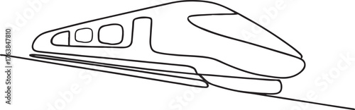 Continuous Line Drawing of Modern Bullet Train High Speed Transportation Concept