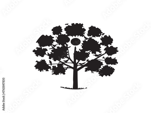 Single tree against a beautiful sunset silhouette vector illustration