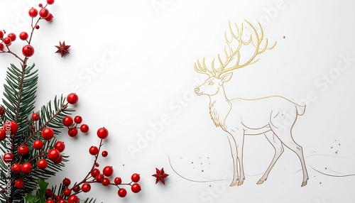 christmas greeting and background with reindeer