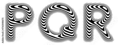 Set of stylized alphabet with smooth reflective lines creates illusion of perfectly polished surface. Letters shaped by soft continuous lines follow the gentle curvature like liquid reflection. Vector