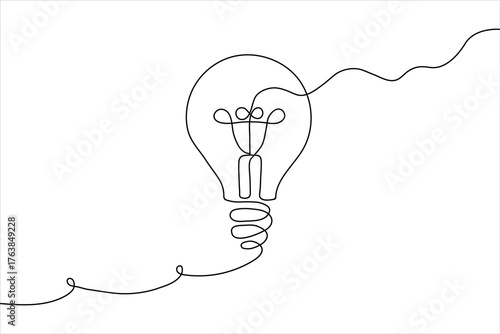 Simple one-line art illustration of an idea and the human power within
