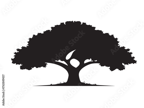 Ancient symbol for tree of wisdom silhouette vector illustration