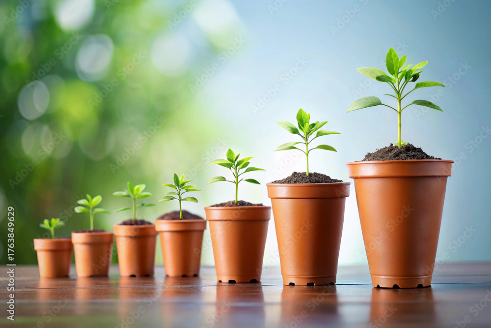 Fototapeta premium Fresh Herbs in Pots on a Windowsill