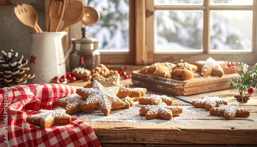 Christmas cookies on a wooden table
