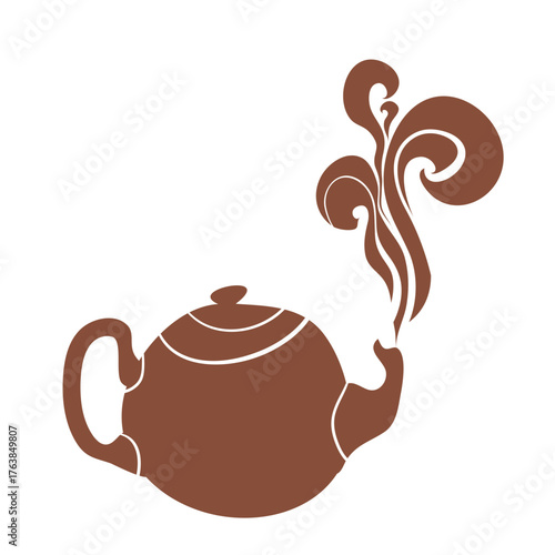 tea teapot steam cafe vector design element