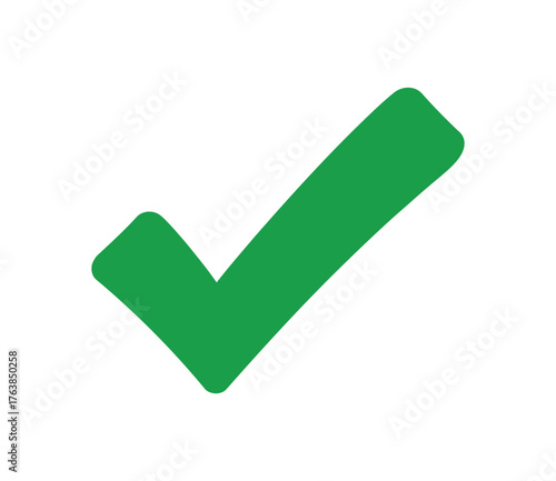 Green Check Mark Icon Isolated on White Background, Approval Symbol