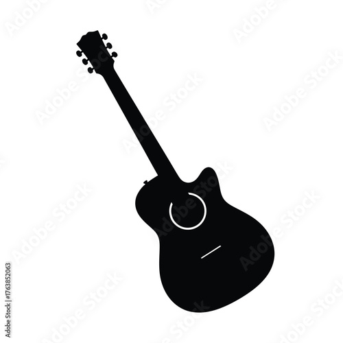 Acoustic guitar silhouette isolated on for music design elements silhouette