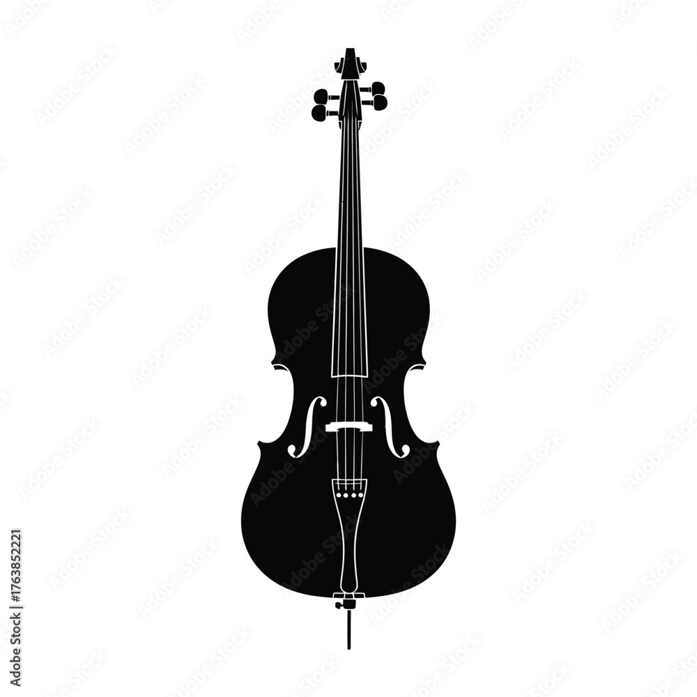 Obraz premium Elegant silhouette of a cello musical instrument silhouette