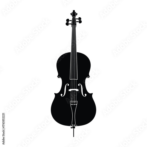 Elegant silhouette of a cello musical instrument silhouette
