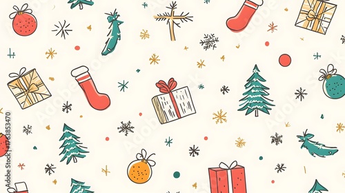 symbol of Christmas repeating line pattern