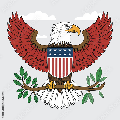 Powerful USA Eagle Vector Set with Patriotic Flying Poses
