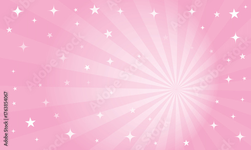 Pink rays background with stars and sparkles