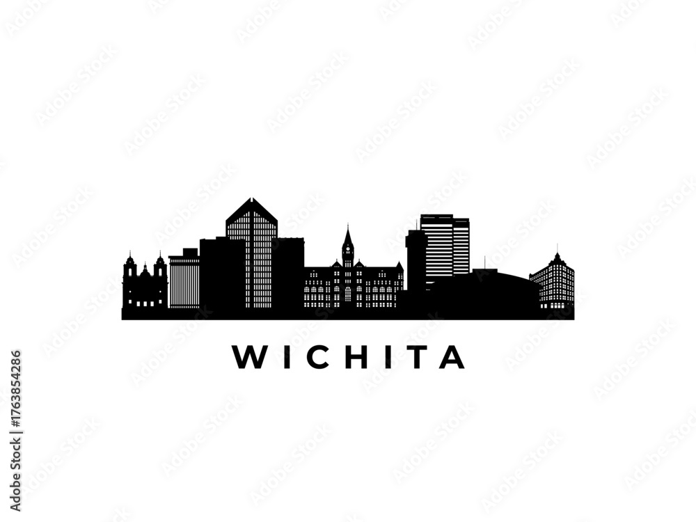 Naklejka premium Vector Wichita skyline. Travel Wichita famous landmarks. Business and tourism concept for presentation, banner, web site.