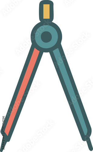 Compass Tool Icon Representing Geometry and Educational Drawing Instruments