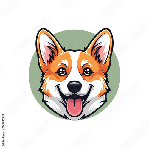 Charming Corgi Dog Mascot Illustration with a Joyful Expression and Warm Colors, Ideal for Animal-Themed Graphics