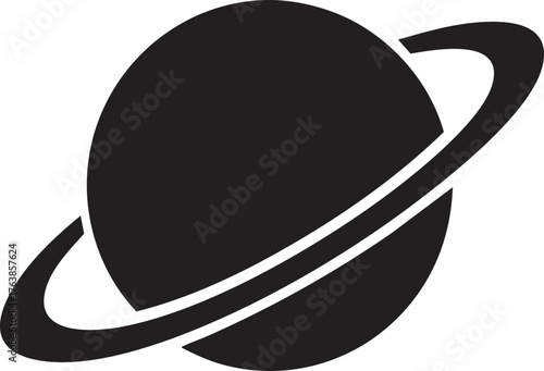 Minimalist Planet Saturn Vector Symbol Design