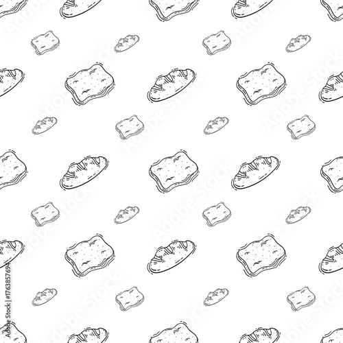 Hand Drawn Bread seamless pattern. Doodle Bakery pattern background