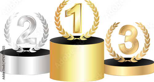 First, second and third place on the podium design