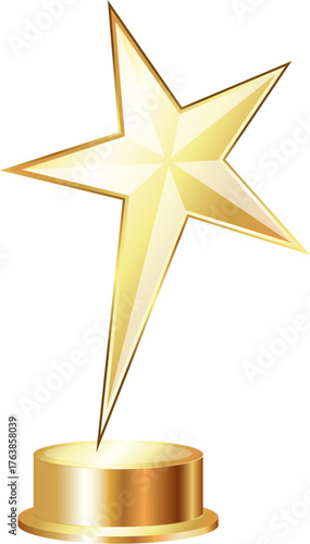 Five-pointed gold star on a pedestal, award ceremony design