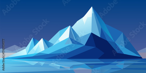 Geometric Iceberg with Water Reflection mountain blue